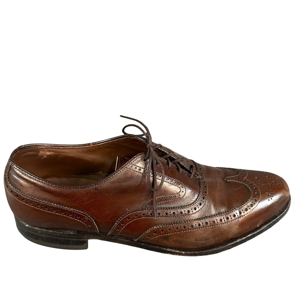 Vtg. FootJoy Classics Brown Leather Wingtip Oxford Brogue Dress Shoes Mens 10.5D